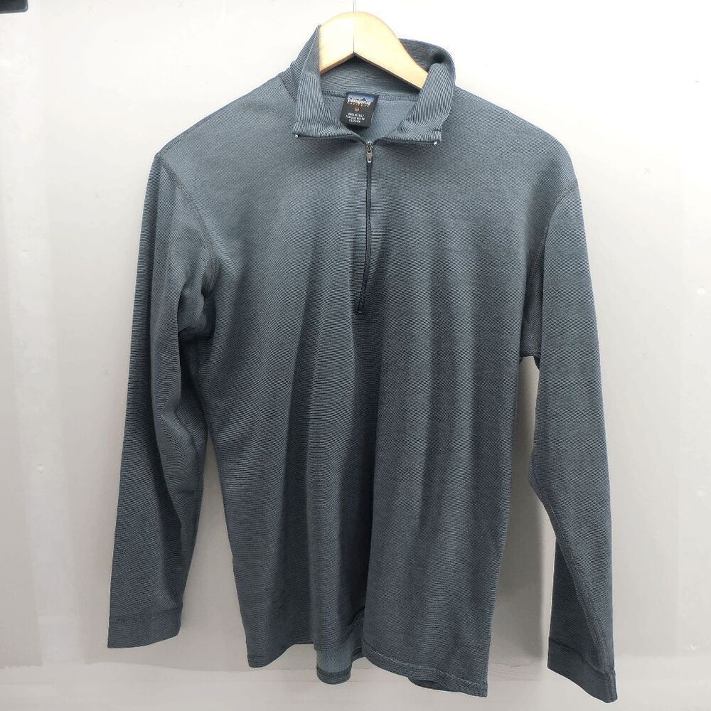 Vintage Patagonia Capilene 1/4 Zip Top Mens M Gray Lightweight Base Layer‎ USA